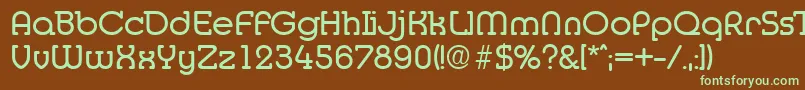 フォントMediaSerialRegularDb – 緑色の文字が茶色の背景にあります。