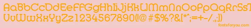 フォントMediaSerialRegularDb – オレンジの文字がピンクの背景にあります。