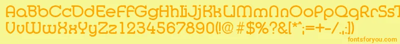 フォントMediaSerialRegularDb – オレンジの文字が黄色の背景にあります。