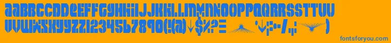 SpaceCruiserCondensed-Schriftart – Blaue Schriften auf orangefarbenem Hintergrund
