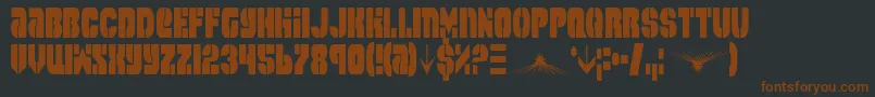 Weitere Informationen zur SpaceCruiserCondensed-Schriftart SpaceCruiserCondensed-Schriftart – Braune Schriften auf schwarzem Hintergrund