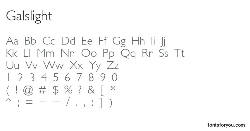 Schriftart Galslight – Alphabet, Zahlen, spezielle Symbole