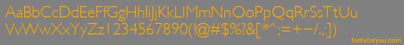 Weitere Informationen zur Galslight-Schriftart Galslight-Schriftart – Orangefarbene Schriften auf grauem Hintergrund