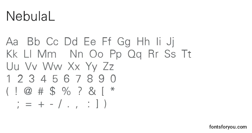 Шрифт NebulaLight – алфавит, цифры, специальные символы