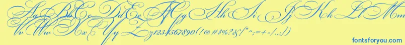 Bickhamscriptc Font – Blue Fonts on Yellow Background