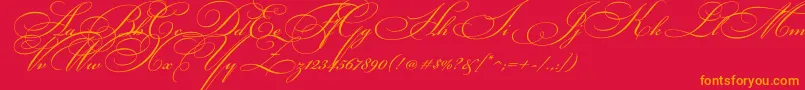 Bickhamscriptc Font – Orange Fonts on Red Background