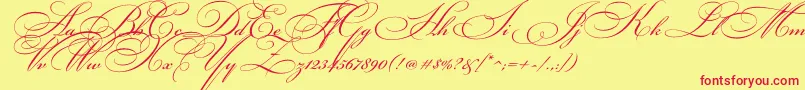 Bickhamscriptc Font – Red Fonts on Yellow Background