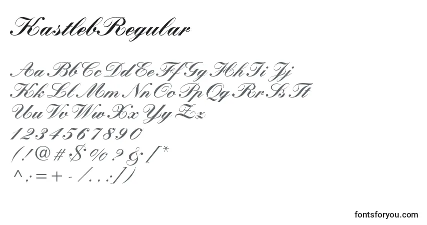 Czcionka KastlebRegular – alfabet, cyfry, specjalne znaki