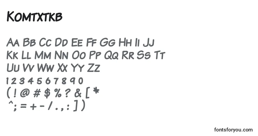 Czcionka Komtxtkb – alfabet, cyfry, specjalne znaki