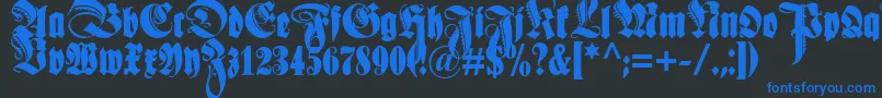 Schmaleanzeigenschriftzier Font – Blue Fonts on Black Background