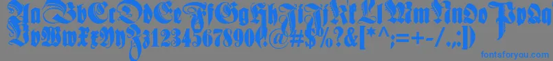 Schmaleanzeigenschriftzier-Schriftart – Blaue Schriften auf grauem Hintergrund