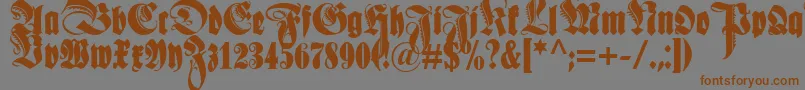 Lisätietoja Schmaleanzeigenschriftzier-fontista Schmaleanzeigenschriftzier-fontti – ruskeat fontit harmaalla taustalla