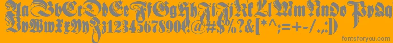 Schmaleanzeigenschriftzier-Schriftart – Graue Schriften auf orangefarbenem Hintergrund