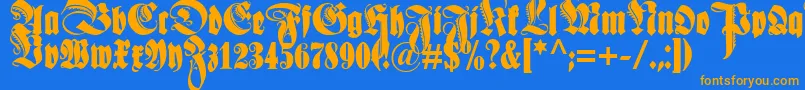 Schmaleanzeigenschriftzier Font – Orange Fonts on Blue Background