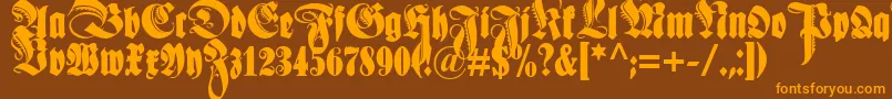 Schmaleanzeigenschriftzier Font – Orange Fonts on Brown Background