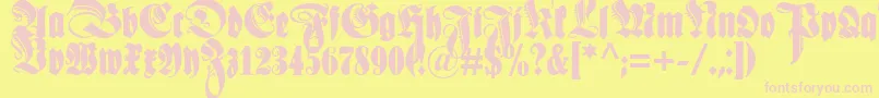 Schmaleanzeigenschriftzier Font – Pink Fonts on Yellow Background