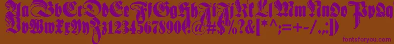 Schmaleanzeigenschriftzier-Schriftart – Violette Schriften auf braunem Hintergrund