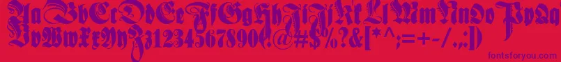 Schmaleanzeigenschriftzier Font – Purple Fonts on Red Background