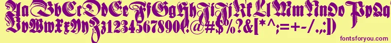 Schmaleanzeigenschriftzier Font – Purple Fonts on Yellow Background