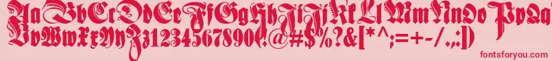 Schmaleanzeigenschriftzier Font – Red Fonts on Pink Background