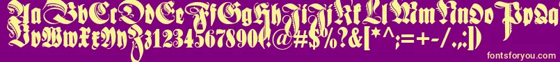 Schmaleanzeigenschriftzier Font – Yellow Fonts on Purple Background