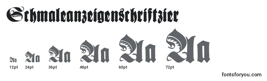 Размеры шрифта Schmaleanzeigenschriftzier