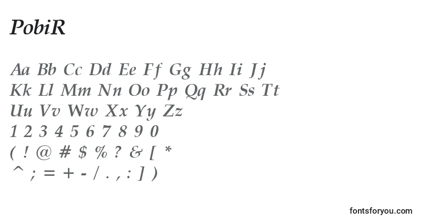 A fonte PobiR – alfabeto, números, caracteres especiais