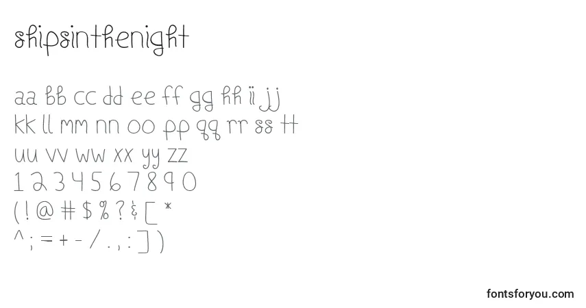 Czcionka ShipsInTheNight – alfabet, cyfry, specjalne znaki