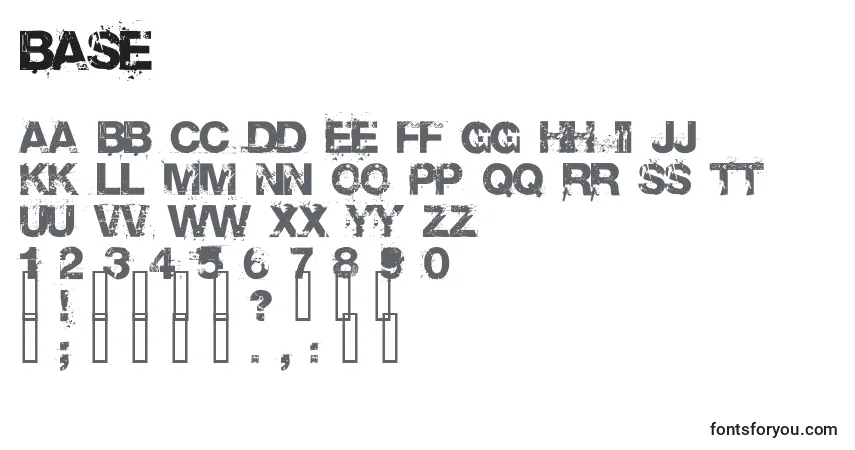 Schriftart Base – Alphabet, Zahlen, spezielle Symbole