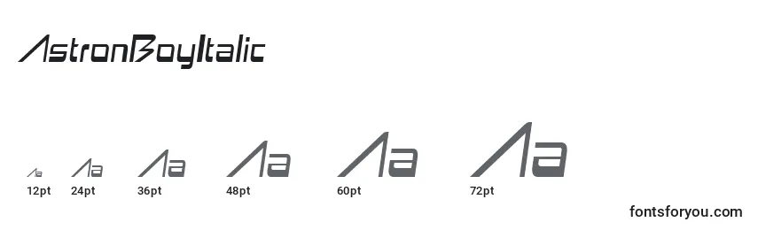 Размеры шрифта AstronBoyItalic