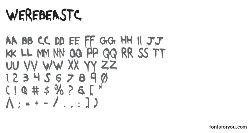 A fonte Werebeastc – alfabeto, números, caracteres especiais