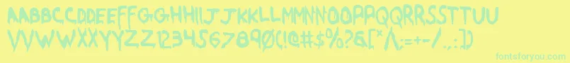Werebeastc-Schriftart – Grüne Schriften auf gelbem Hintergrund