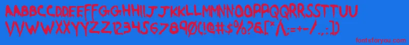 Werebeastc-Schriftart – Rote Schriften auf blauem Hintergrund