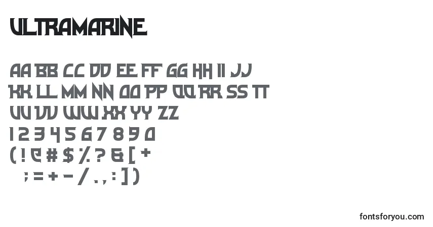 characters of ultramarine font, letter of ultramarine font, alphabet of  ultramarine font