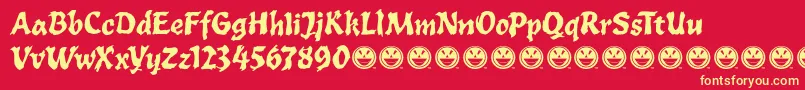 ToxiaFre Font – Yellow Fonts on Red Background