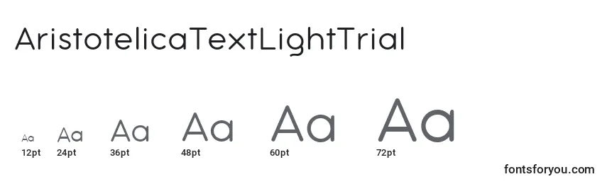Размеры шрифта AristotelicaTextLightTrial
