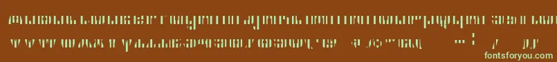 フォントCfb1AmericanPatriotSolid2BoldItalic – 緑色の文字が茶色の背景にあります。