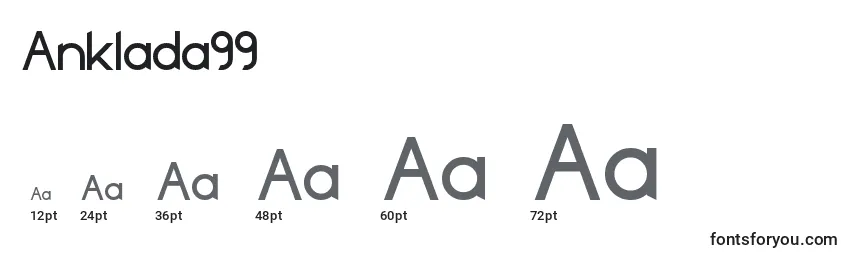 Размеры шрифта Anklada99