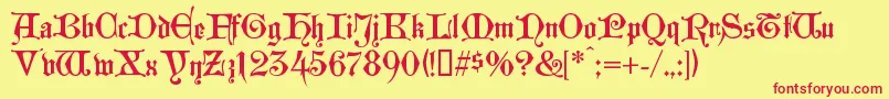 フォントWestg – 赤い文字の黄色い背景