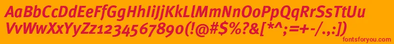 フォントMetaproBolditalic – オレンジの背景に赤い文字
