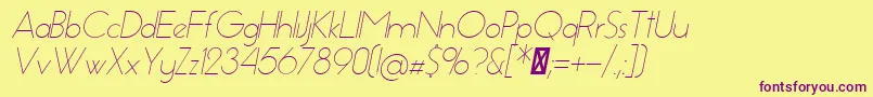 EssenceSansLightItalic Font – Purple Fonts on Yellow Background