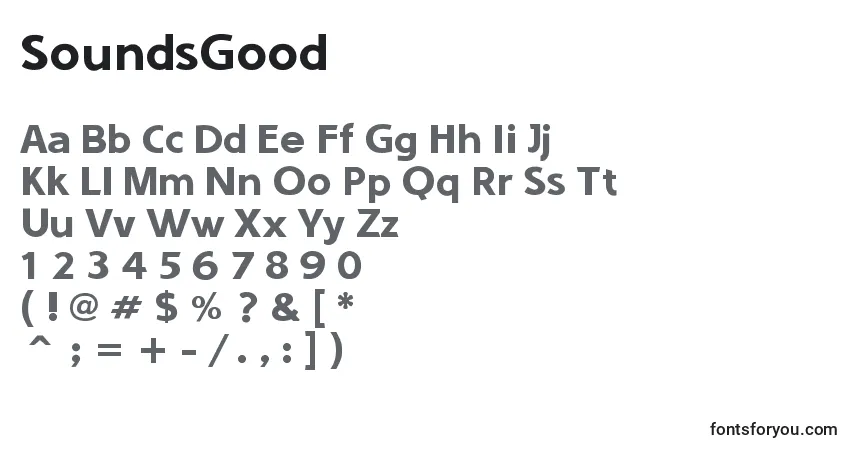 A fonte SoundsGood – alfabeto, números, caracteres especiais