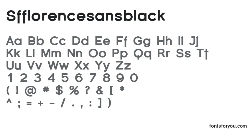 A fonte Sfflorencesansblack – alfabeto, números, caracteres especiais