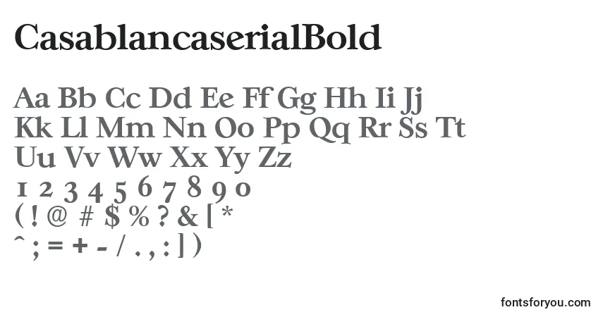 Czcionka CasablancaserialBold – alfabet, cyfry, specjalne znaki