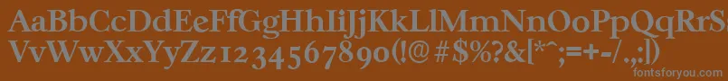 CasablancaserialBold-fontti – harmaat kirjasimet ruskealla taustalla