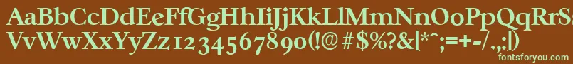 フォントCasablancaserialBold – 緑色の文字が茶色の背景にあります。
