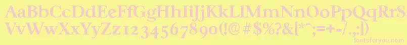 CasablancaserialBold-fontti – vaaleanpunaiset fontit keltaisella taustalla
