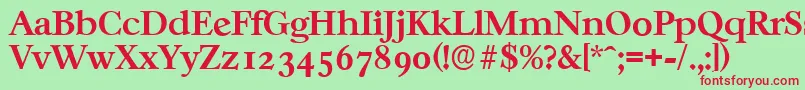 フォントCasablancaserialBold – 赤い文字の緑の背景