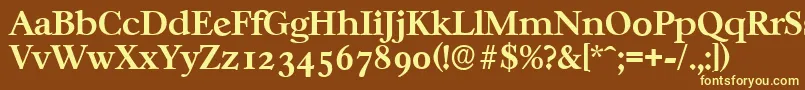 CasablancaserialBold-fontti – keltaiset fontit ruskealla taustalla