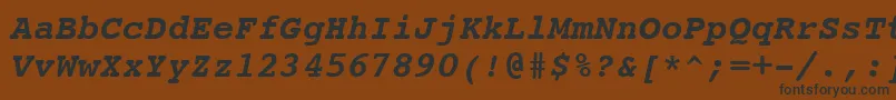 CourierBoldItalicSwa-fontti – mustat fontit ruskealla taustalla